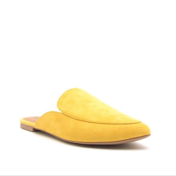 Womens Yellow Slide In Pointy Mules Loafers - Picture 4 of 6